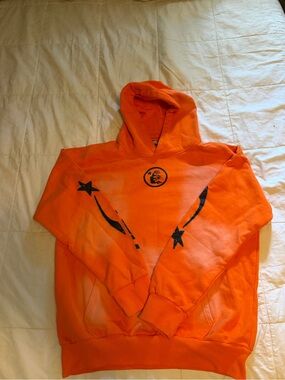 Orange Graphic Hoodie Pullover - Men's Casual Hoodie